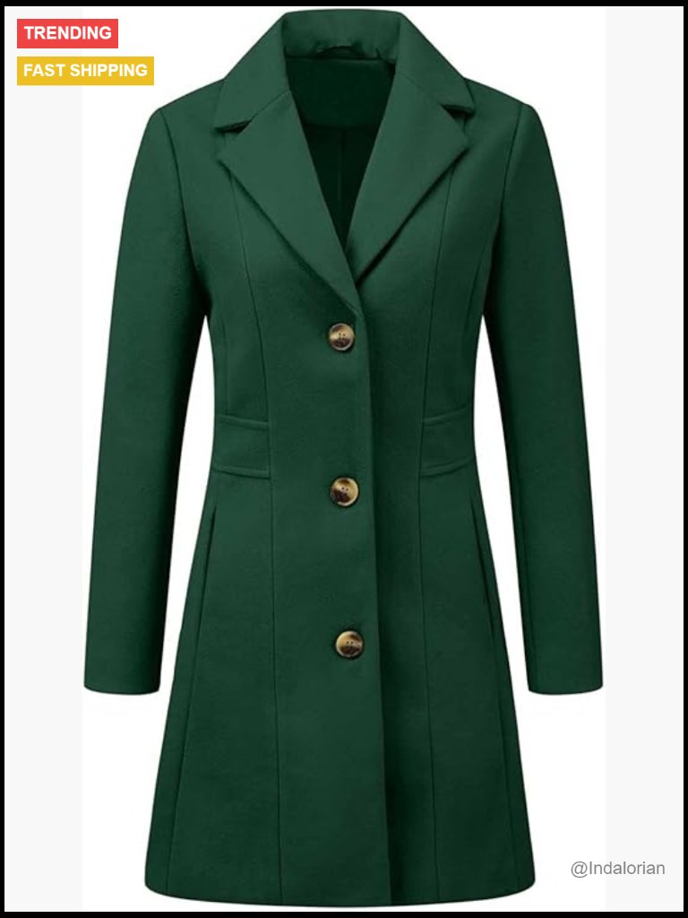 Women's Winter Pea Coat Long Single Breasted Trench Coat Fully Lined